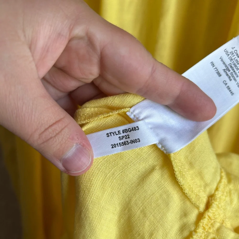 J. Crew Long Sleeved Linen Tiered Maxi Dress Sz‎ L/XL Yellow